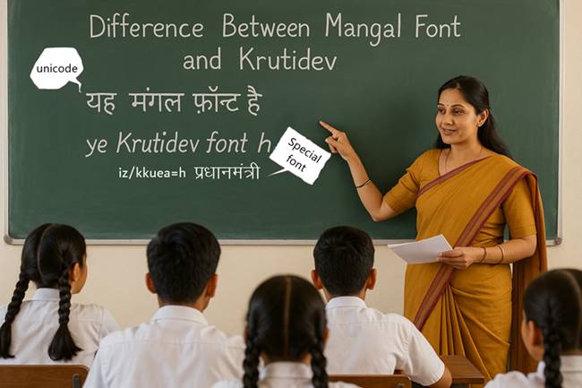 Difference between mangal font and krutidev font