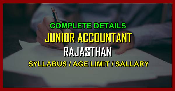 Rajasthan Junior Accountant Vacancy 2020