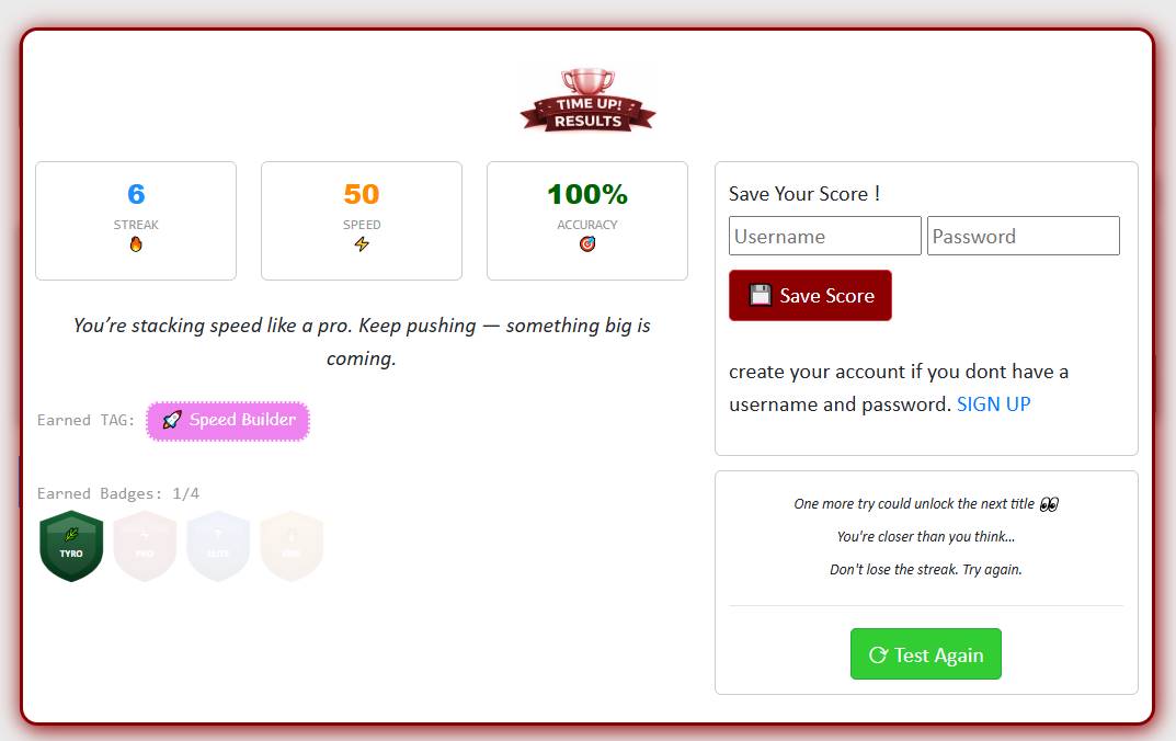 Hindi typing tutor exam result practice